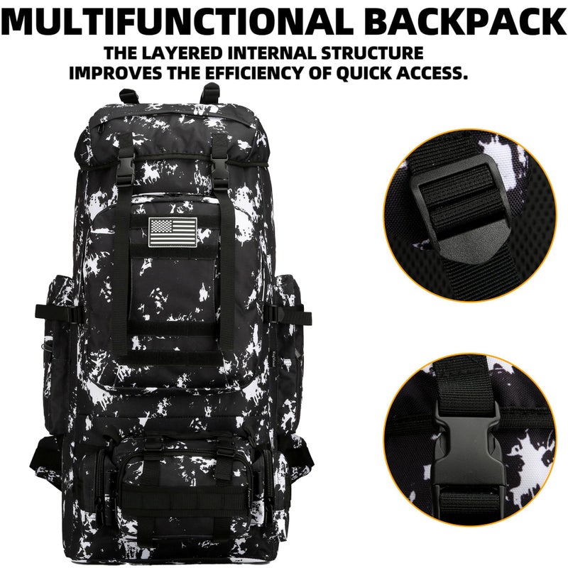 King'sGuard 100L Camping Hiking Backpack Molle Rucksack Military Camping Backpacking Daypack (Black Lighting) - Image 4